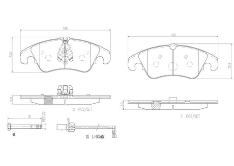 Product of Brembo P85098N Brake Pad - Set Of 4 