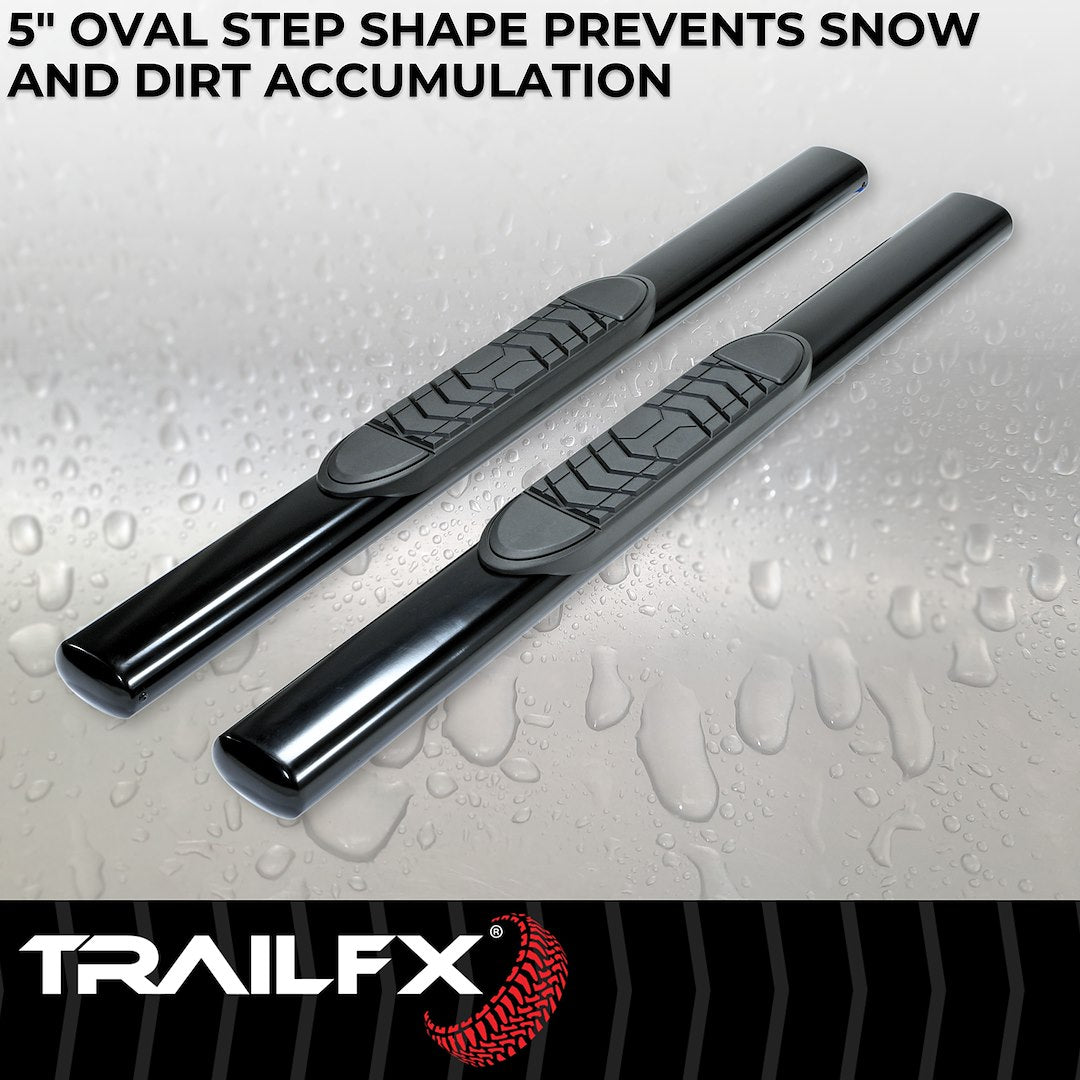 Product of TrailFX A7001B TFX 5" Oval Straight Side Bars Nerf Bar With Surface Steps 