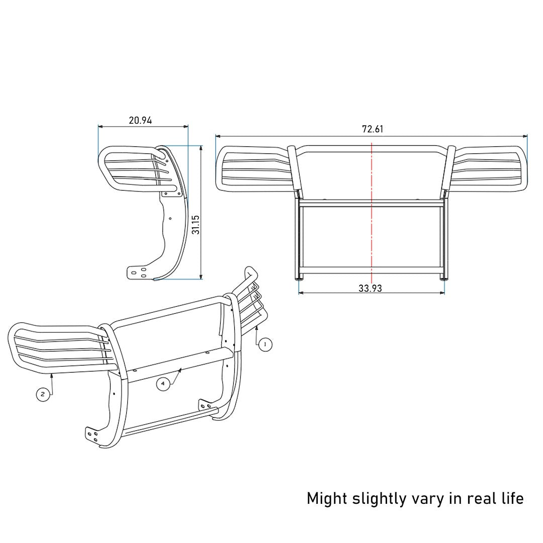 Product of Black Horse Offroad 17A096400MSS-PLFB Grille Guard  