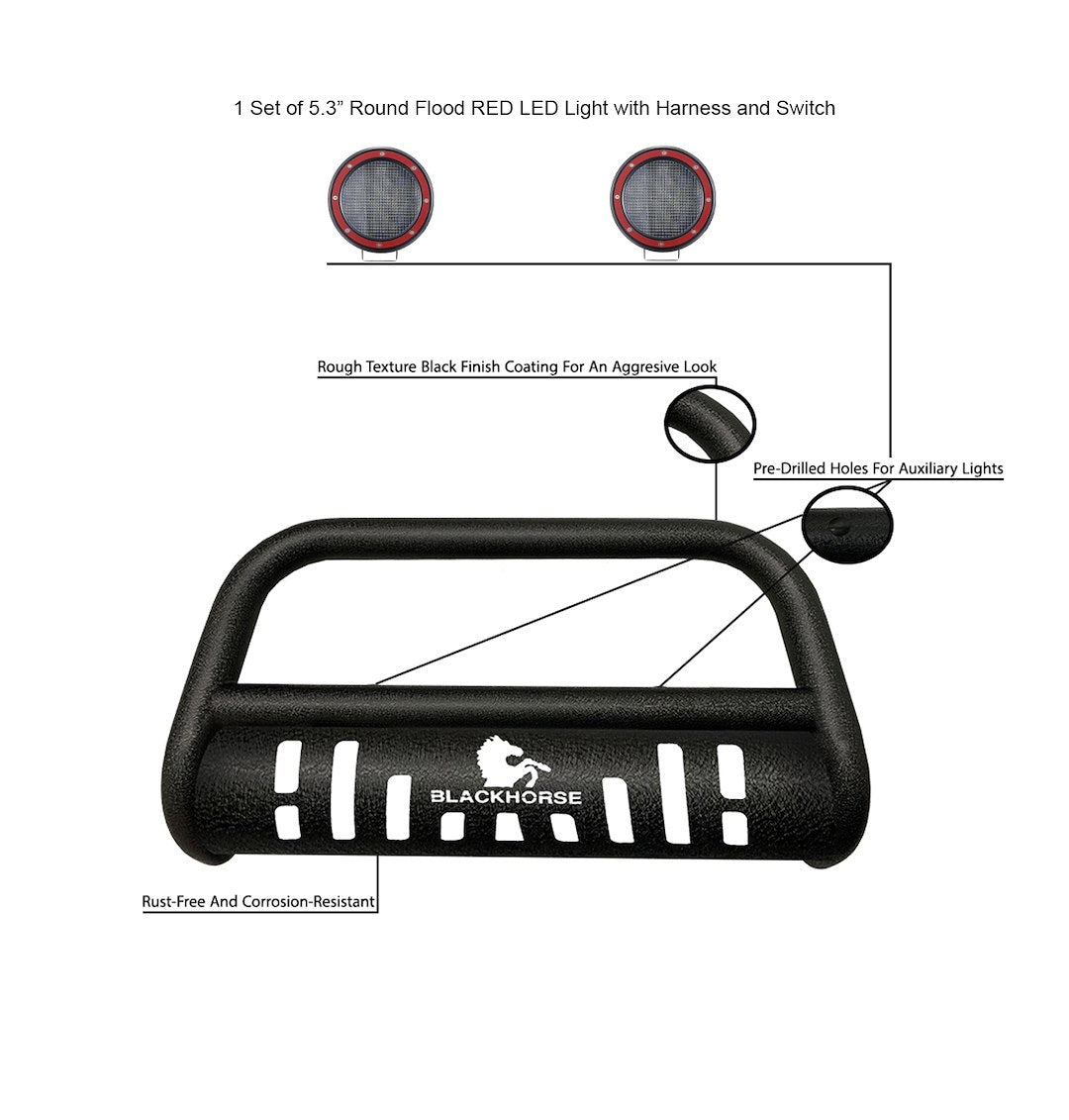 Product of Black Horse Offroad CBT-B281SP-PLFR Bull Bar  with skid plate 
