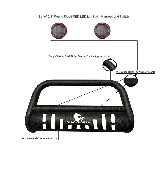 Product of Black Horse Offroad CBT-B281SP-PLFR Bull Bar  with skid plate 