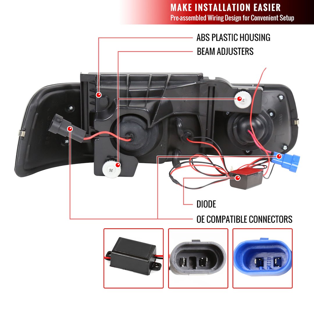 Product of Spec-D Tuning 2lblhp-Siv99jmled-Rs Headlight Assembly