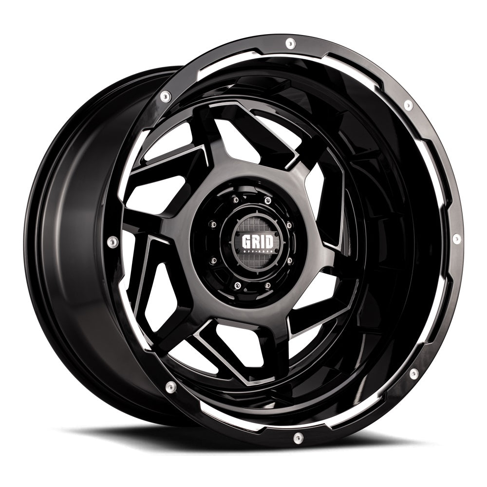 Product of Grid Wheels 20x9 Black With Natural Accents Wheel - 6x5.31 Bolt Pattern 
