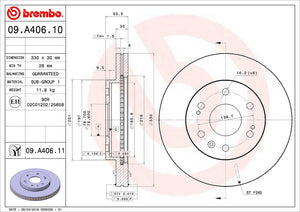 Product of Brembo 09A40611C02 Vented 1 Piece Brake Rotor 