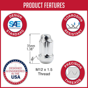 Product of Coyote Wheel Accessories 641145 60 Degree Conical Bulge 12x1.5 Lug Nut 