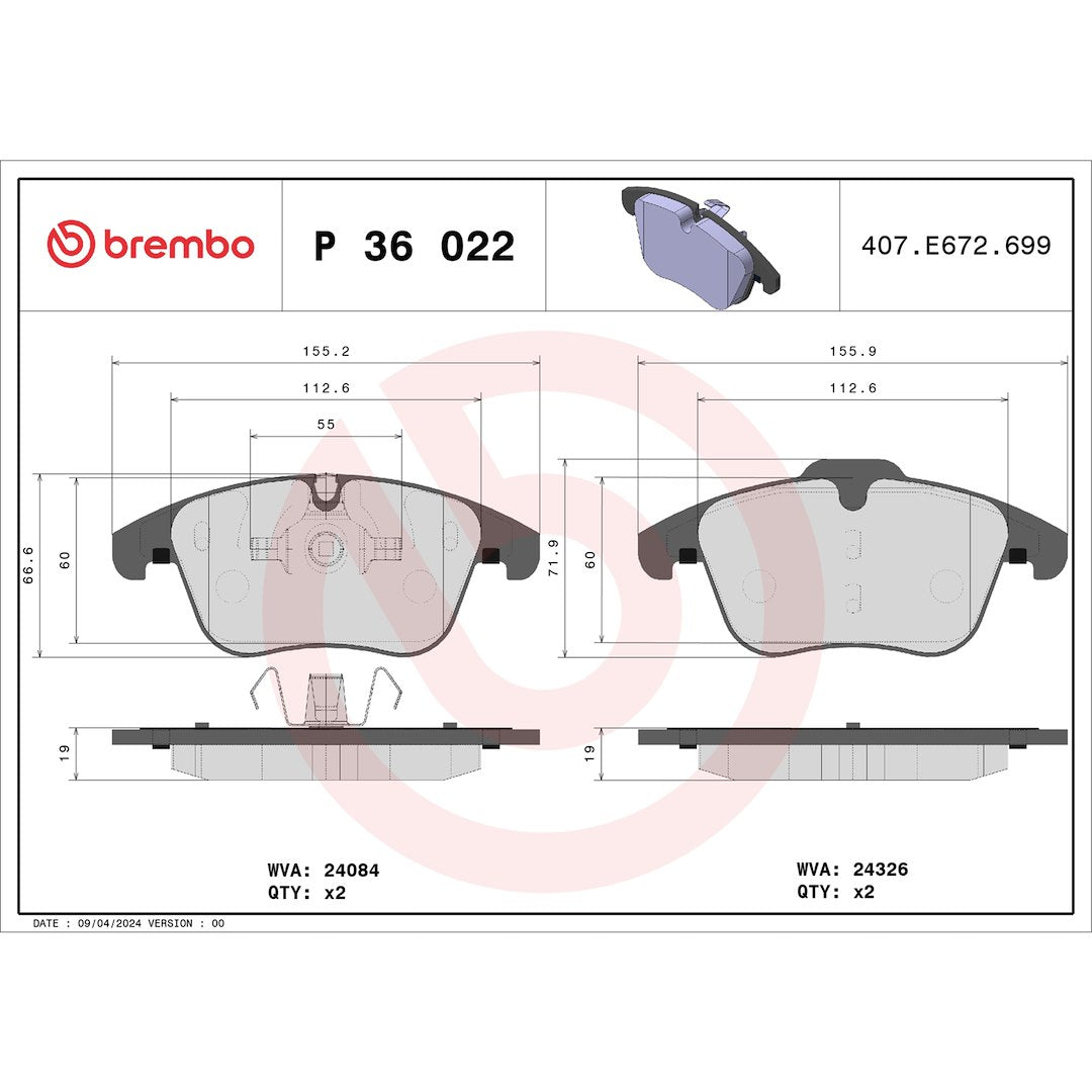 Brembo P36022 Brake Pad||p36022_Drw.Jpg||88||brmp36022||1753069