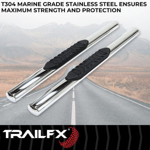 Product of TrailFX A1511S TFX 4" Oval Tube Side Steps Nerf Bar With Surface Steps 