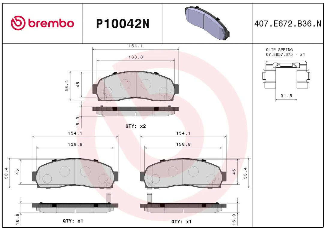 Brembo P10042n Brake Pad||p10042n_R.Jpg||86||brmp10042n||2091782