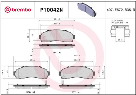 Brembo P10042n Brake Pad||p10042n_R.Jpg||86||brmp10042n||2091782