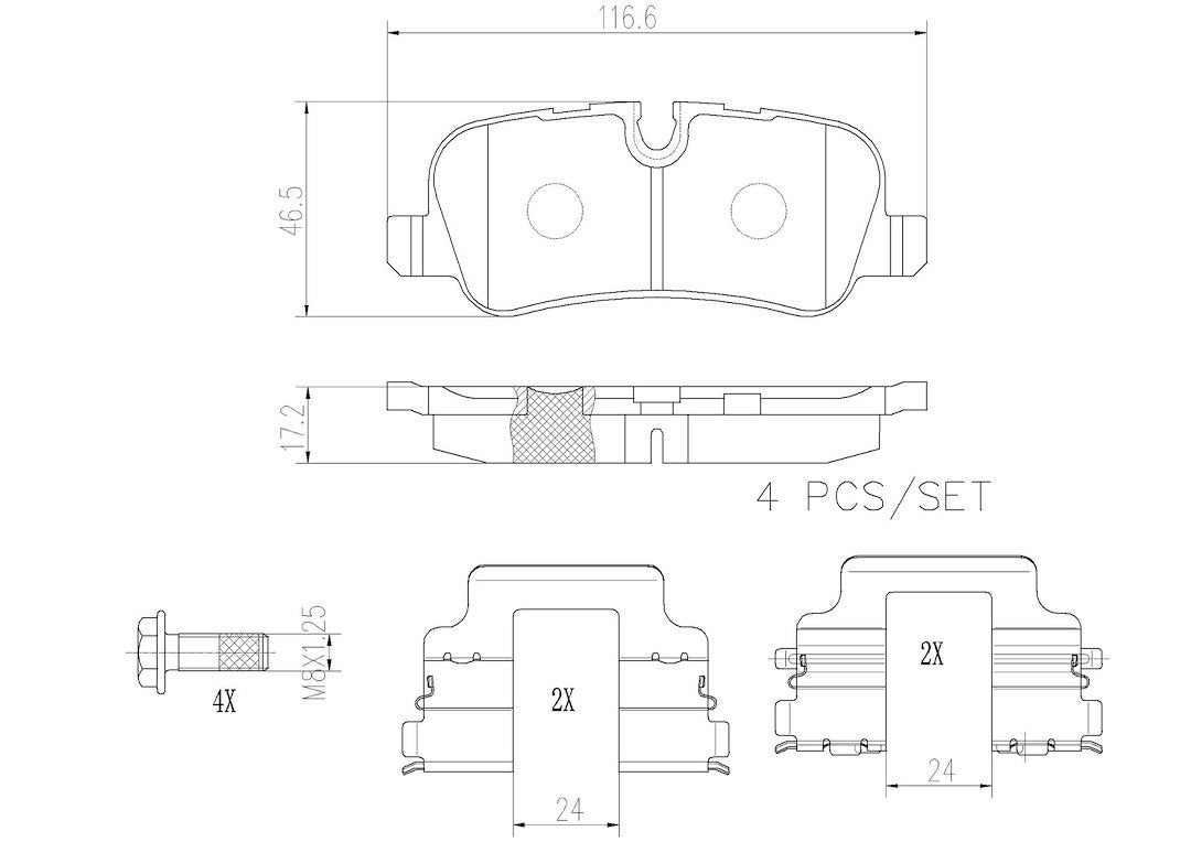 Product of Brembo P44019N Brake Pad - Set Of 4 