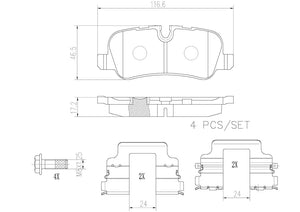 Product of Brembo P44019N Brake Pad - Set Of 4 