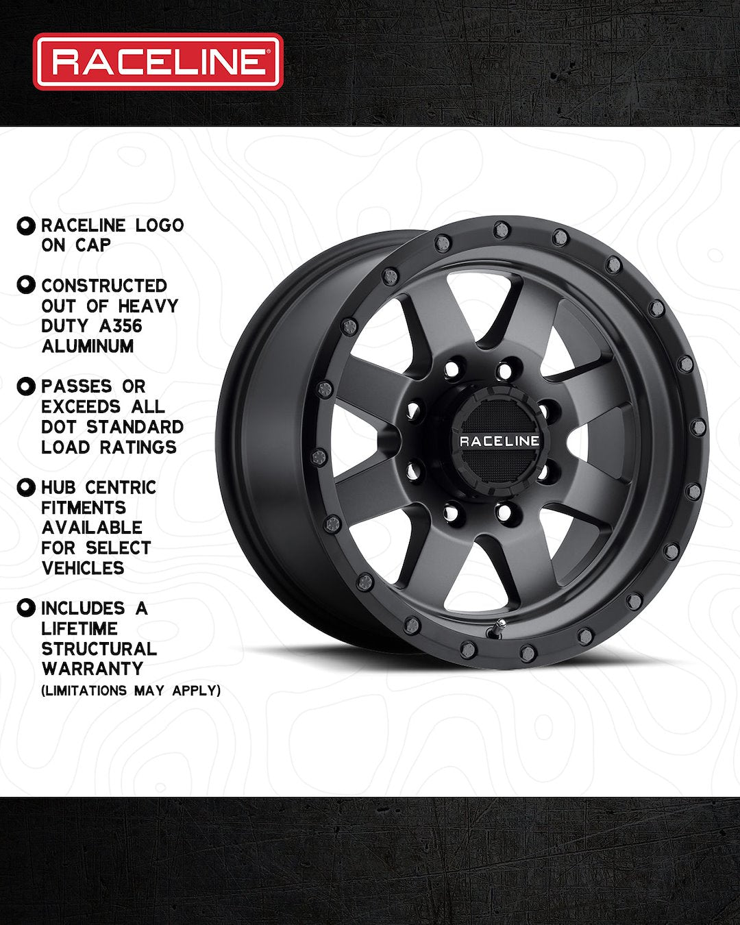 Product of Raceline 18x9 Gun Metal Wheel - 6x5.50 Bolt Pattern 