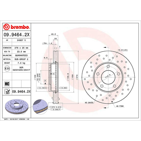 Brembo 09.9464.2x Brake Rotor||09.9464.2x_Drw.Jpg||86||brm0994642x||1754866