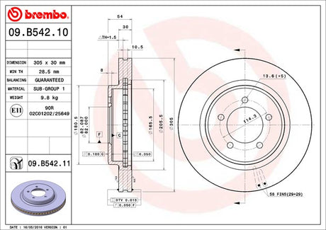 Product of Brembo 09B54211C02 Vented 1 Piece Brake Rotor 