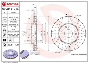 Product of Brembo 0984111XC02 Xtra Vented Cross Drilled 1 Piece Brake Rotor 