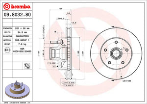Product of Brembo 09803280C02 Vented 1 Piece Brake Rotor 