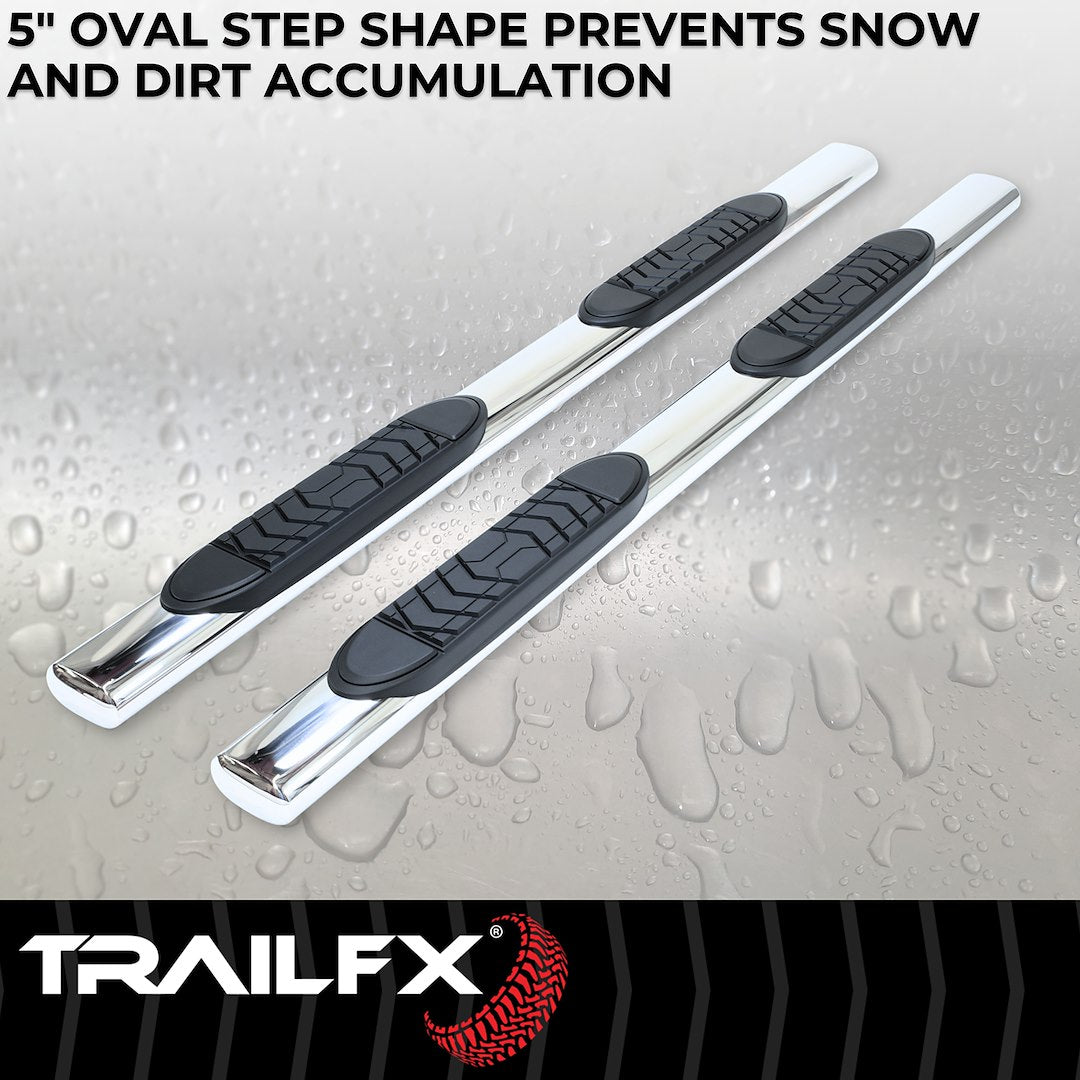 Product of TrailFX A7010S TFX 5" Oval Straight Side Bars Nerf Bar With Surface Steps 