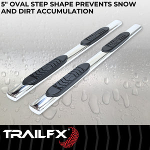 Product of TrailFX A7010S TFX 5" Oval Straight Side Bars Nerf Bar With Surface Steps 