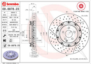 Product of Brembo 09887823C02 Vented Cross Drilled 1-Piece Brake Rotor 