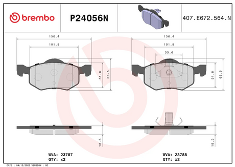 Brembo P24056n Brake Pad||p24056n_1.Png||86||brmp24056n||2104530