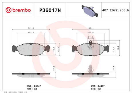 Brembo P36017n Brake Pad||p36017n_1.Png||86||brmp36017n||2104601