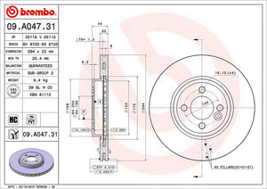 Product of Brembo 09A04731C02 Vented 1 Piece Brake Rotor 