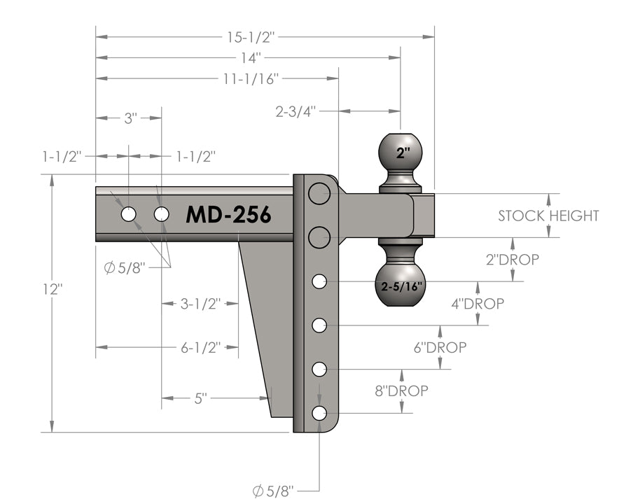 Bulletproof Hitches Md256 Trailer Hitch Ball Mount||md256 (2).Jpg||86||bphmd256||1041863