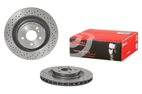 Product of Brembo 09925741C02 Vented Cross Drilled 1 Piece Brake Rotor 
