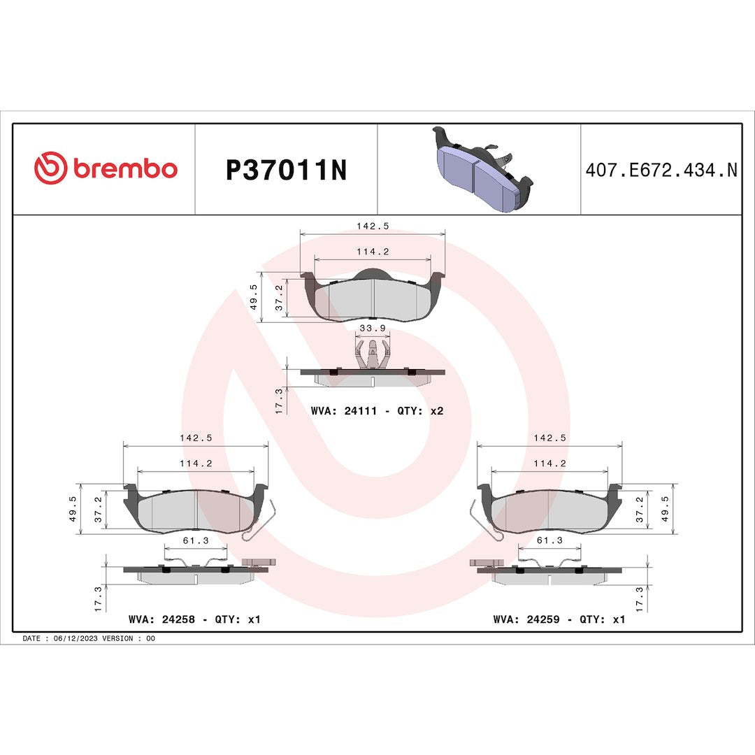 Brembo P37011n Brake Pad||p37011n_Drw.Jpg||86||brmp37011n||1754609