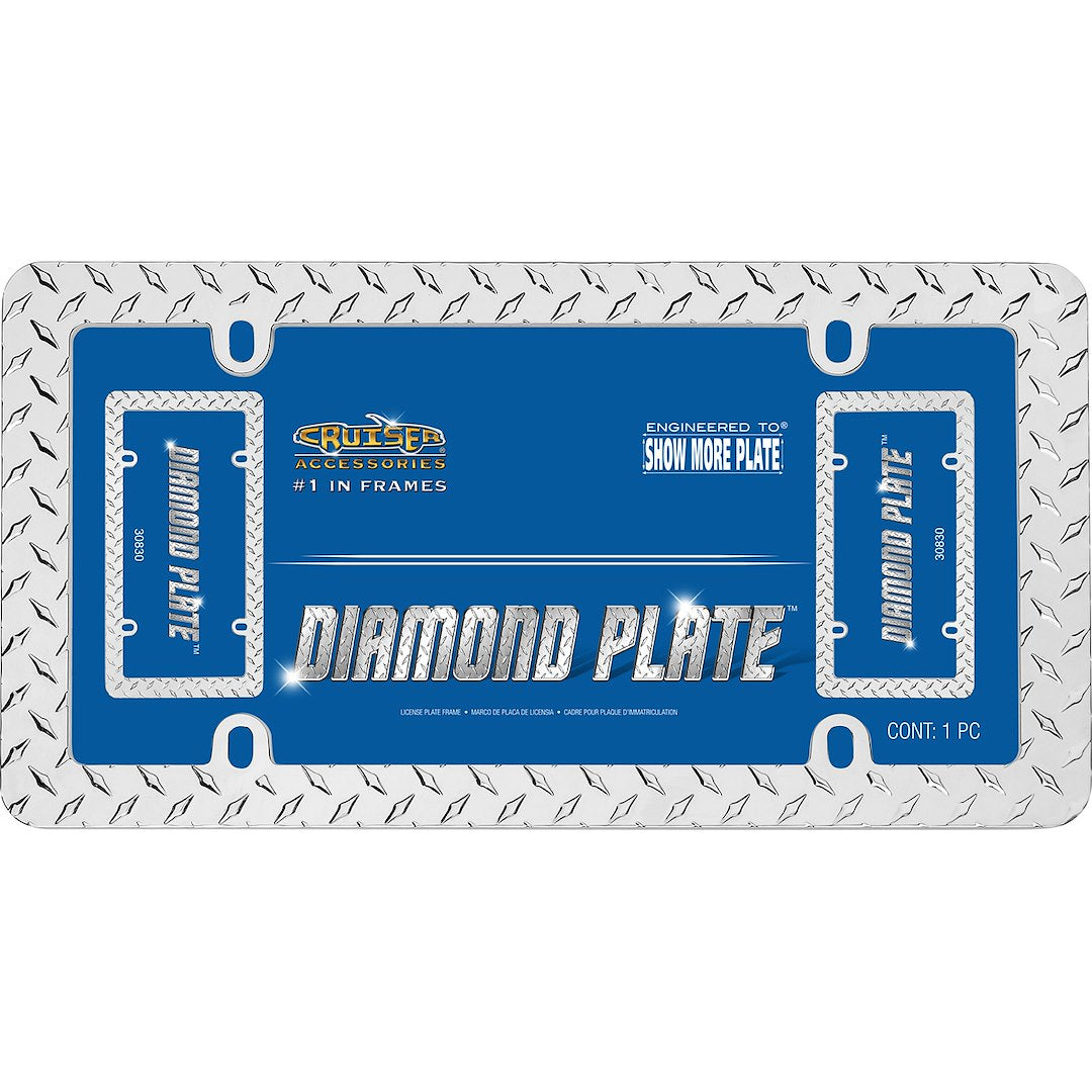 Cruiser 30830 License Plate Frame||30830_P01-Diamond-Plate_Chrome-Inpack.Jpg||86||c3430830||1251818
