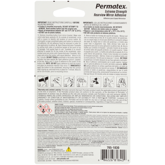 Product of Permatex 81840 Interior Rear View Mirror Adhesive
