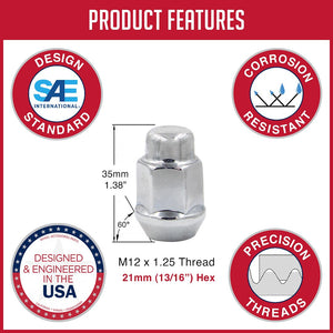 Product of Coyote Wheel Accessories 561144 60 Degree Conical Bulge 12x1.25 Lug Nut 