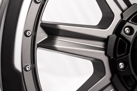 Product of Grid Wheels 17x9 Anthracite Gray With Black Lip Wheel - 8x7.08 Bolt Pattern 