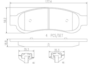 Product of Brembo P24117N Brake Pad - Set Of 4 