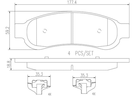 Product of Brembo P24117N Brake Pad - Set Of 4 
