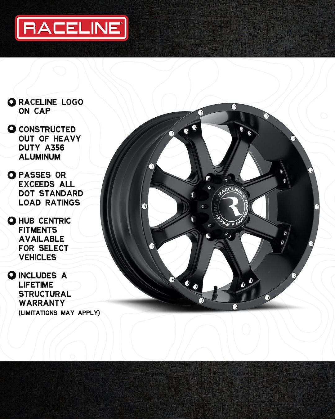 Product of Raceline 17x9 Black Wheel - 6x5.50 Bolt Pattern 