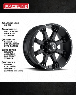 Product of Raceline 17x9 Black Wheel - 6x5.50 Bolt Pattern 