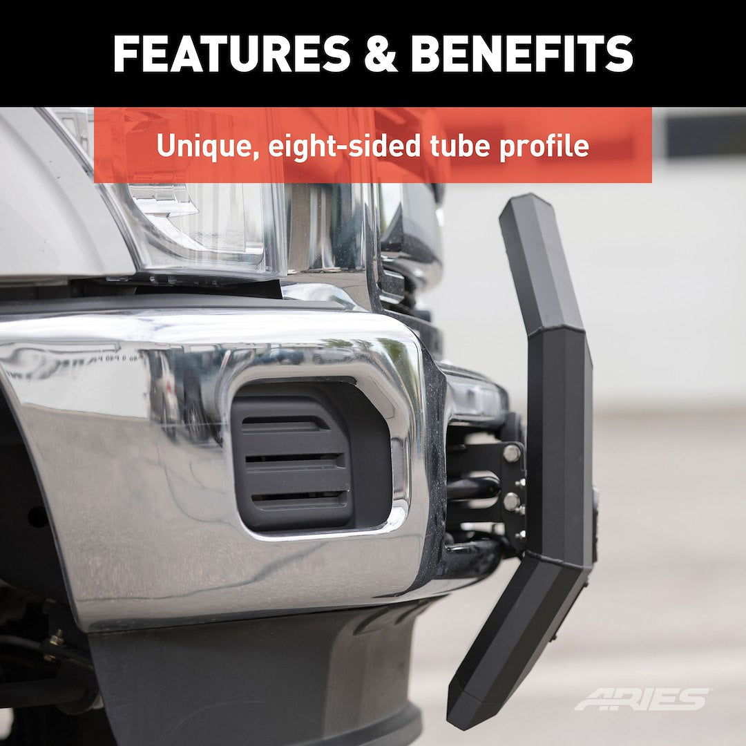 Product of Aries 2164003 Bull Bar Black Carbide Powder Coated 5-1/2 Inch Yes with skid plate 