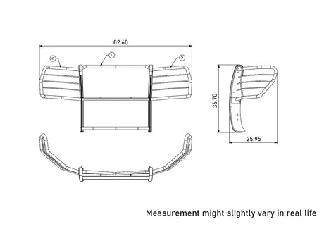 Product of Black Horse Offroad 17GT29MA Grille Guard Modular Black Powder Coated 