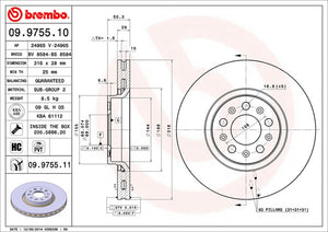 Product of Brembo 09975511C02 Vented 1 Piece Brake Rotor 