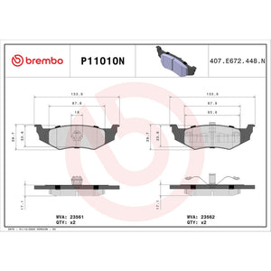 Brembo P11010n Brake Pad||||88||brmp11010n||2008959