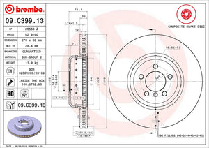 Product of Brembo 09C39913C02 Vented 1 Piece Brake Rotor 