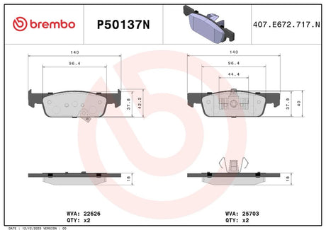 Brembo P50137n Brake Pad||p50137n_2.Jpg||86||brmp50137n||2091604