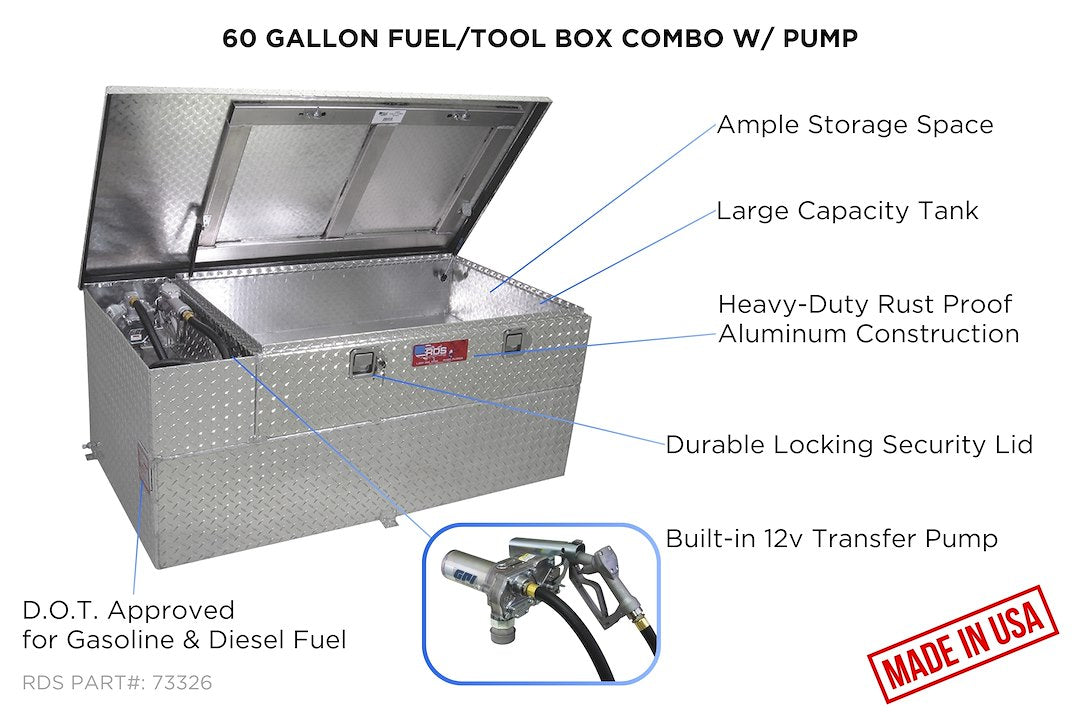 Product of RDS Tanks 73326 Diesel/ Gasoline Liquid Transfer Tank 60 Gallon Rectangular 