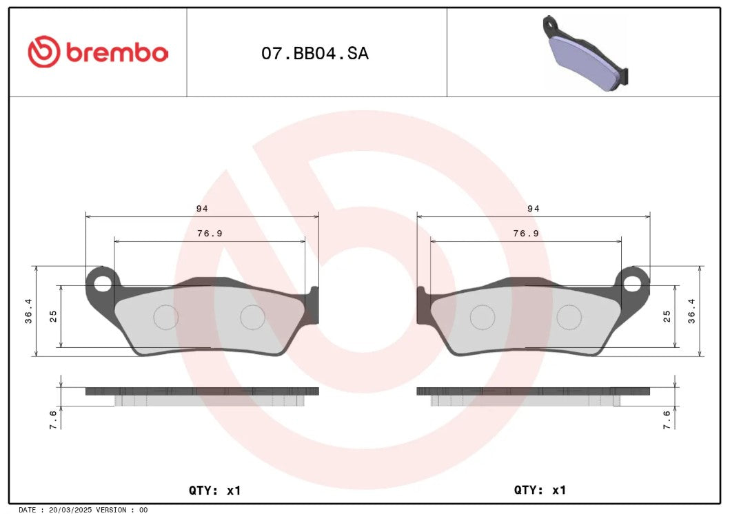 Brembo 07bb04sa Brake Pad||07bb04sa_2.Jpg||87||brm07bb04sa||2212833