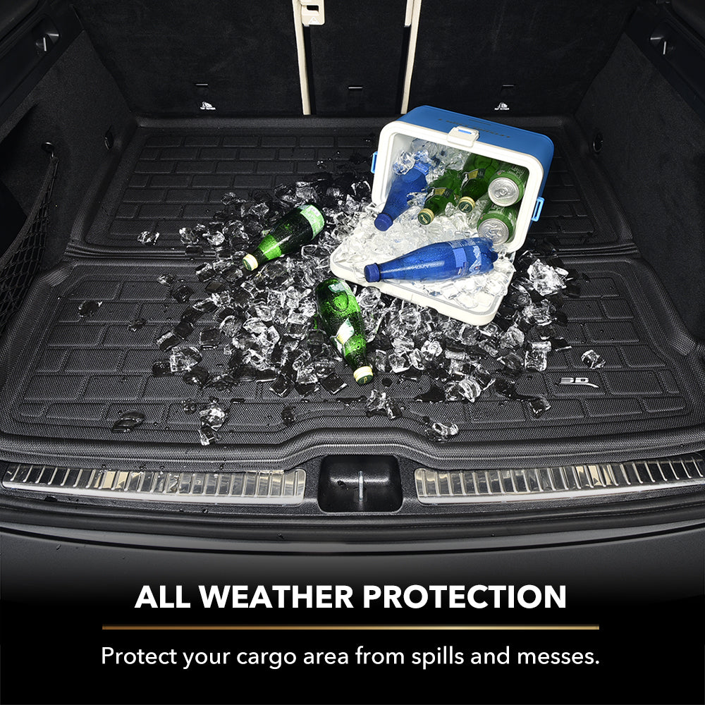 Product of 3D Mats M1TL0181309 Black Thermoplastic Rubber Of Carbon Fiber Texture Rear Lower Cargo Bay Cargo Area Liner 