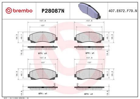 Brembo P28087n Brake Pad||p28087n_1.Png||86||brmp28087n||2104581