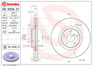 Product of Brembo 09N25621C02 Vented 1 Piece Brake Rotor 