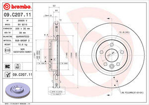 Product of Brembo 09C20711C02 Vented 1 Piece Brake Rotor 