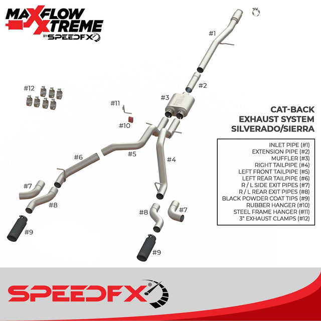 Product of SpeedFX 50101 MaxFlow Xtreme Cat Back System Single Exhaust System Kit 